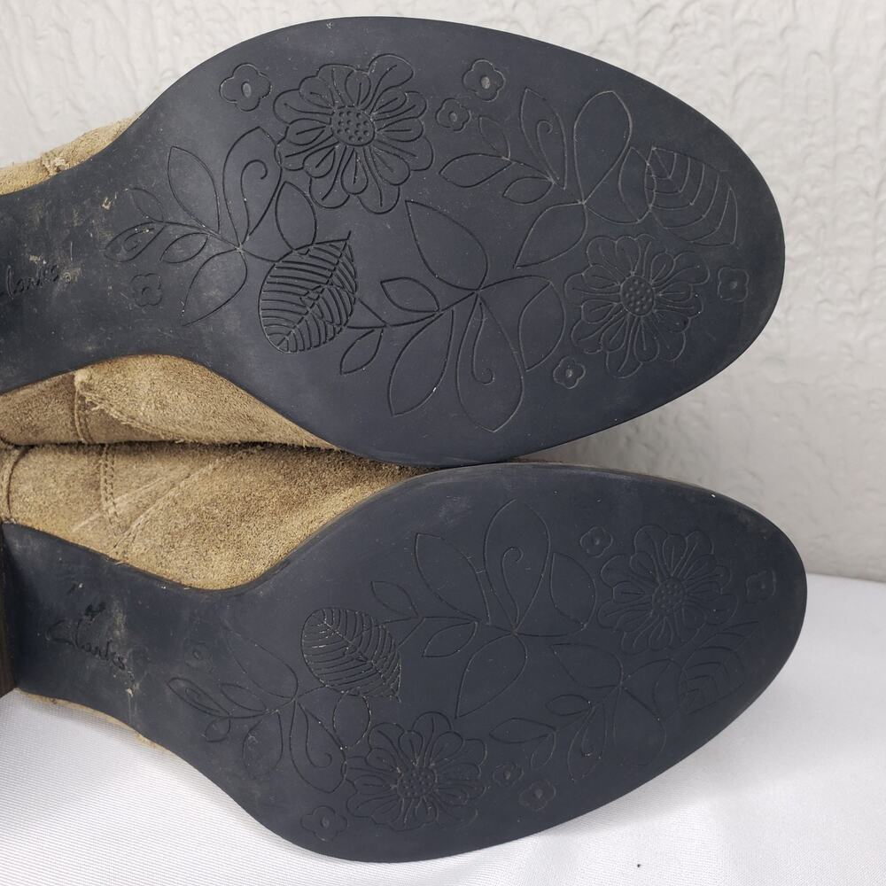 Clarks Indigo Womens Sz. 10.5 Distressed Brown Leather Western Ankle Boots Heels - Picture 12 of 14